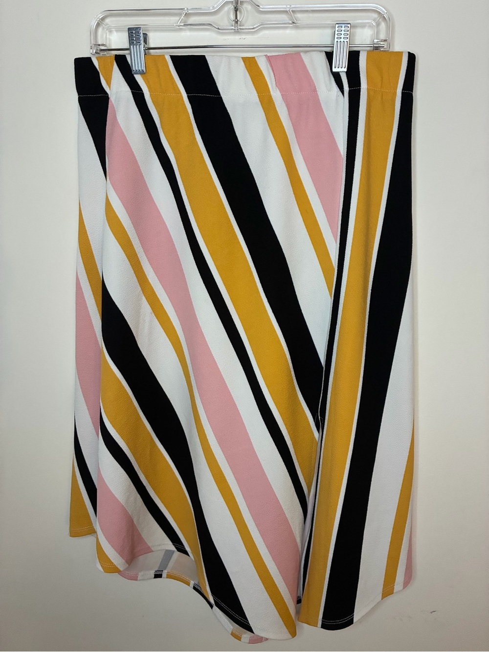 Striped A-Line Skirt in Pink, Mustard & Black by